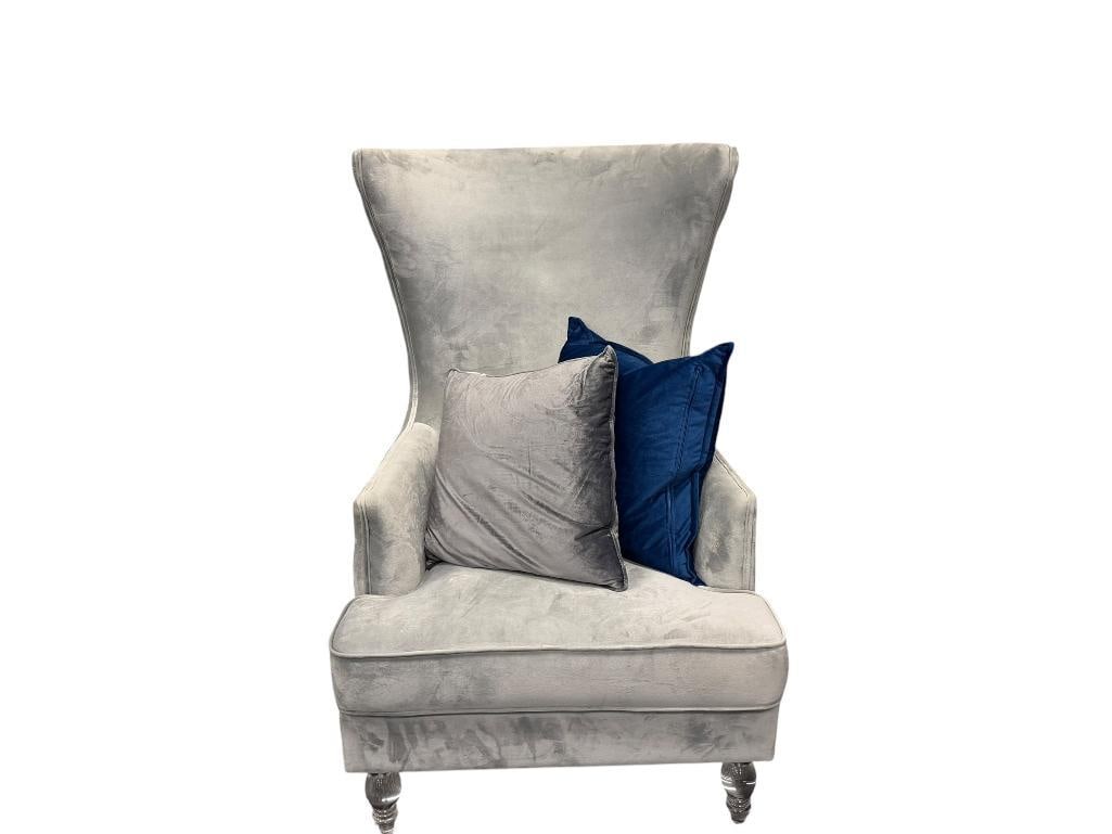 SAFAVIEH MODERN UPHOLSTERED WINFBACK CHAIR WITH ACRYLIC LEGS AND TUFTED BACK (1 of 13)