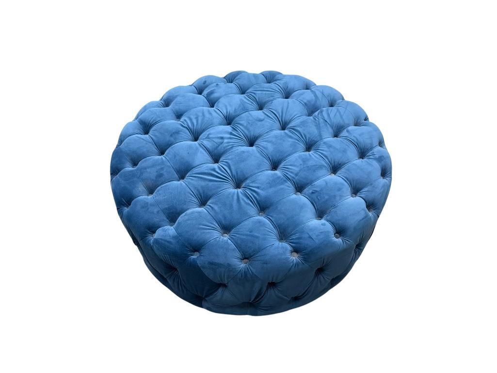 SIRIO NORTH AMERICA INC. LARGE TUFTED ROLLING OTTOMAN VELVET-LIKE MICROFIBER UPHOLSTERED (1 of 6)