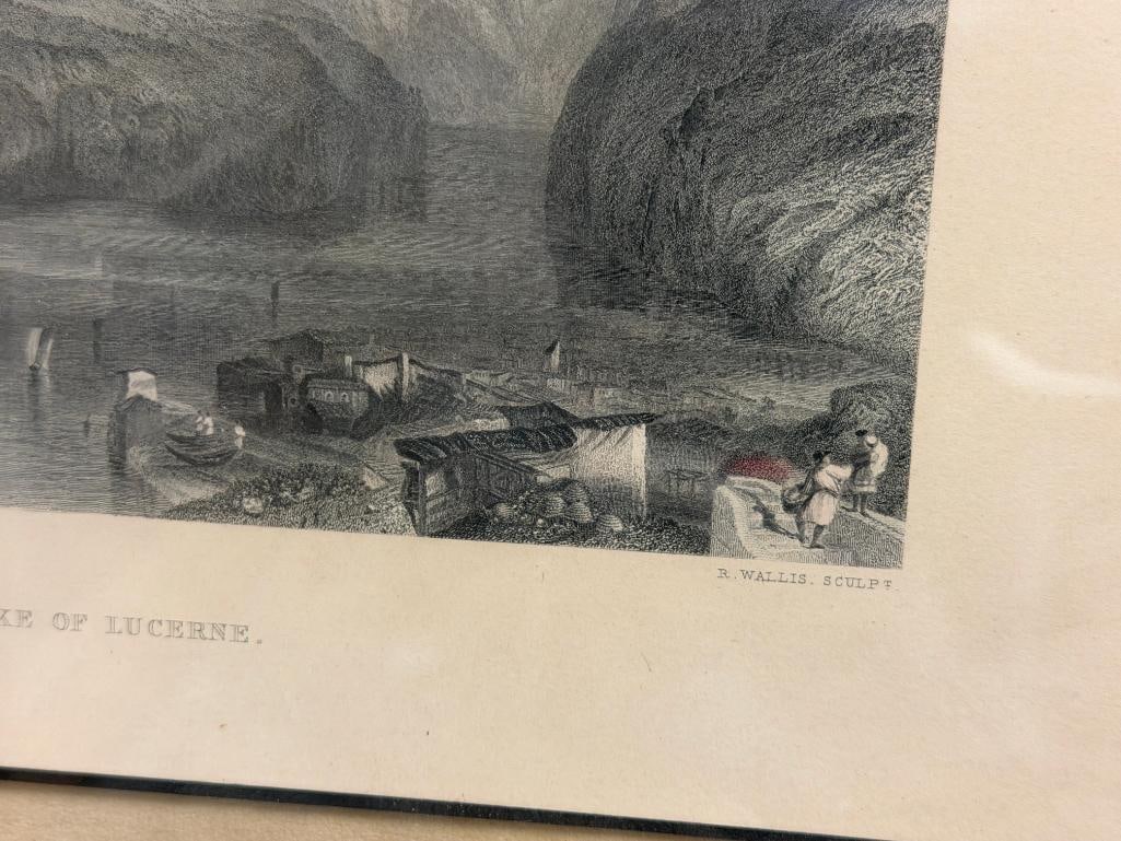 JOSEPH MALLORD WILLIAM TURNER ENGLISH ARTIST STEEL ENGRAVING THE LAKE OF LUCERNE - 4