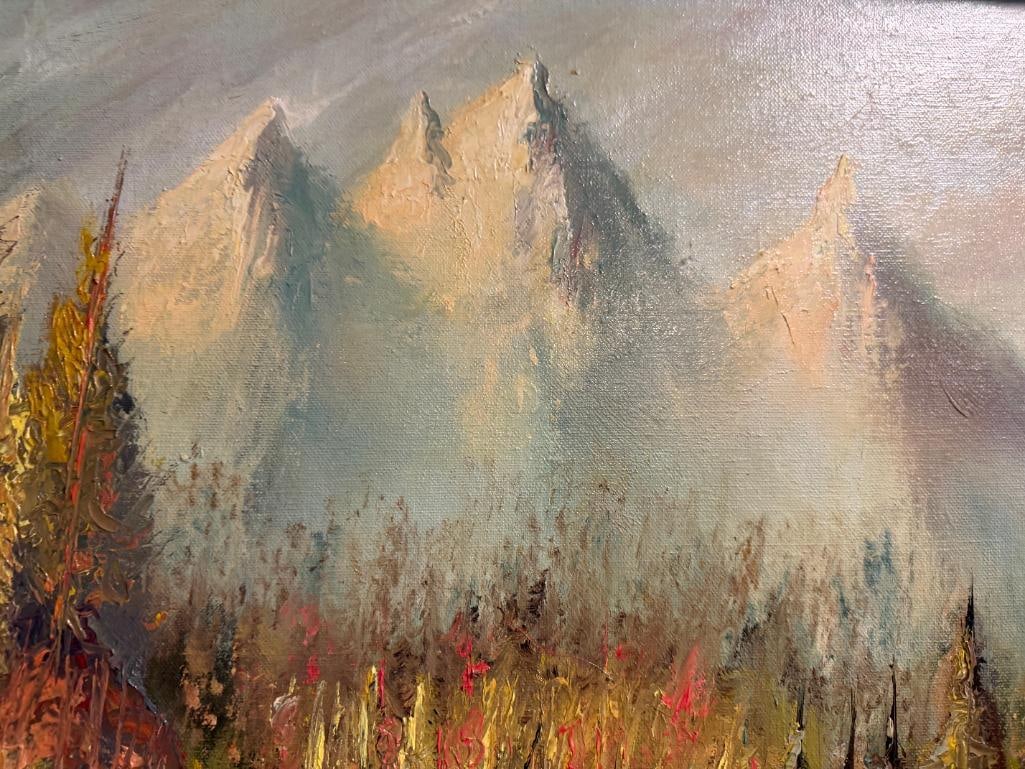 O'CONNOR ORIGINAL OIL ON CANVAS PAINTING OF THE GRAND TETONS MOUNTAINS LANDSCAPE - 3