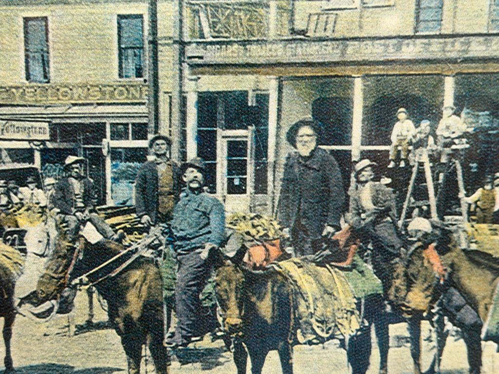 PRINT OF AN ANTIQUE PHOTOGRAPH STREET SCENE IN TRUCKEE, LEAVING FOR THE LAKES - 4