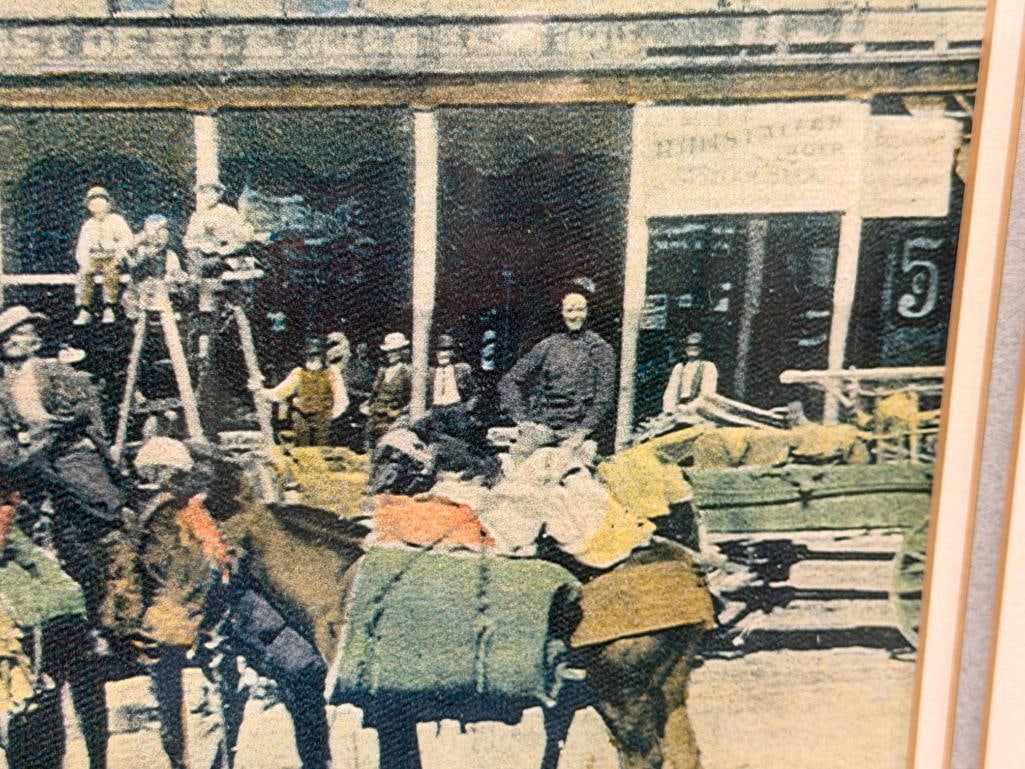 PRINT OF AN ANTIQUE PHOTOGRAPH STREET SCENE IN TRUCKEE, LEAVING FOR THE LAKES - 5