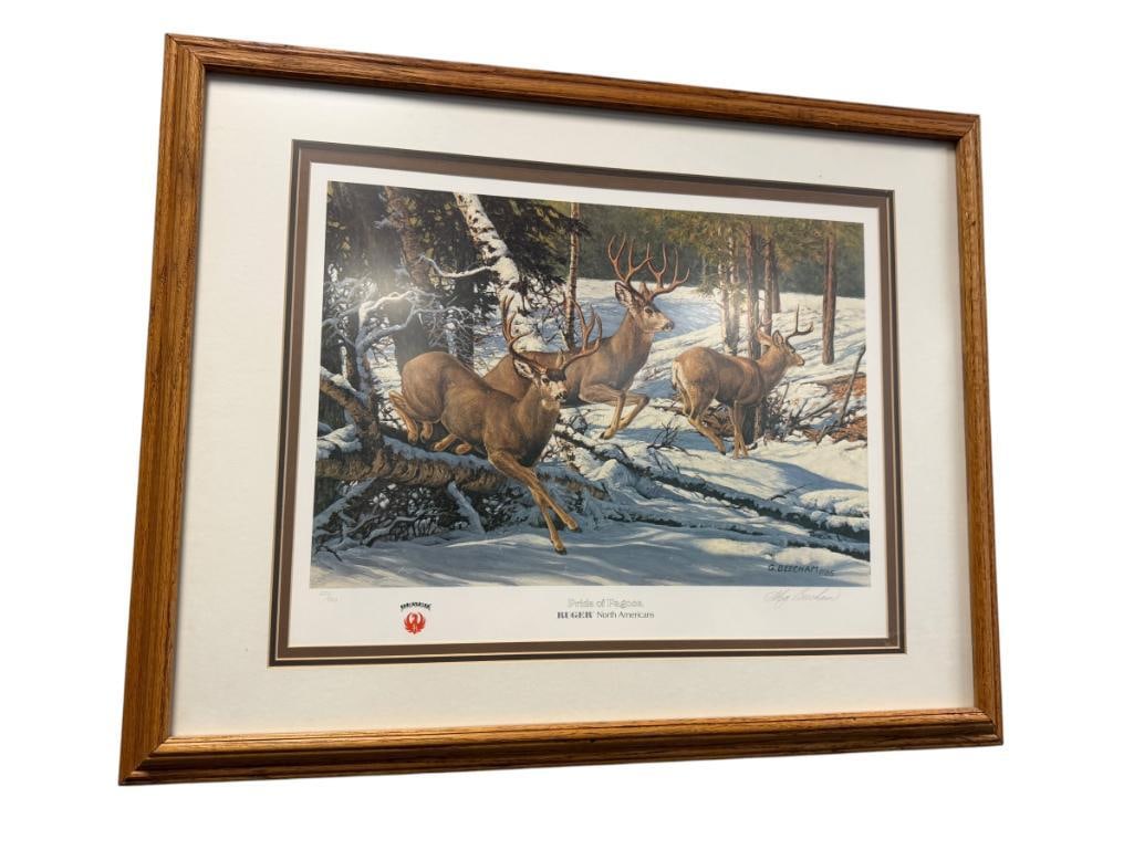 GREG BEECHAM WILDLIFE ARTIST RUGER COMMISSINED LIMITED EDITION PRINT PRIDE OF PAGOSA NO. 554/950 (1 of 10)