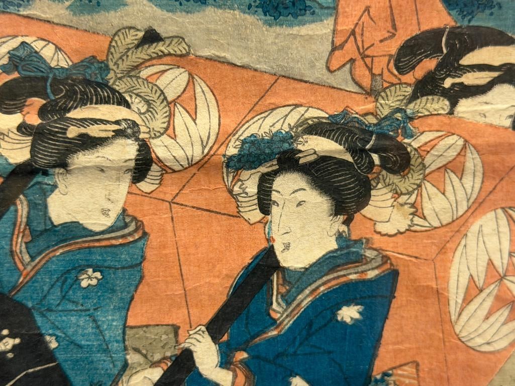 UTAGAWA KUNISADA UKIYO-E JAPANESE ARTIST WOODBLOCK PRINT WOMEN IMITATING IMPERIAL PROCESSION - 5