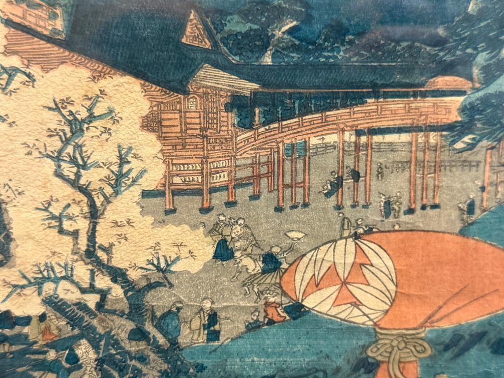 UTAGAWA KUNISADA UKIYO-E JAPANESE ARTIST WOODBLOCK PRINT WOMEN IMITATING IMPERIAL PROCESSION - 6