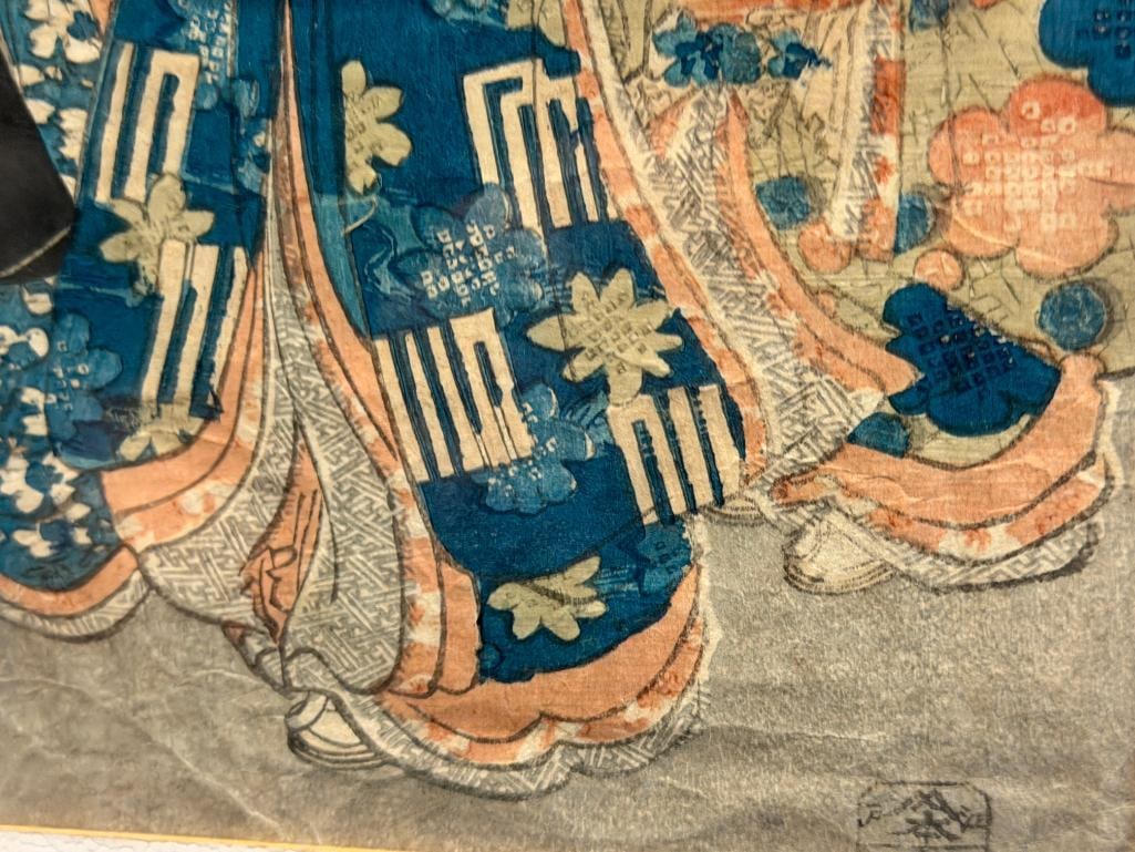 UTAGAWA KUNISADA UKIYO-E JAPANESE ARTIST WOODBLOCK PRINT WOMEN IMITATING IMPERIAL PROCESSION - 7