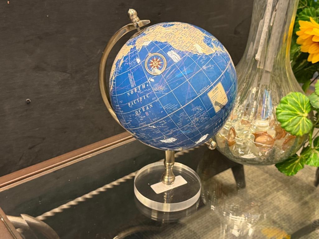HOME DECOR ITEMS GLOBE WITH ACRYLIC BASE, TALL BUBBLE GLASS VASE WITH TWIGS AND FAUX SILK PLANT - 6