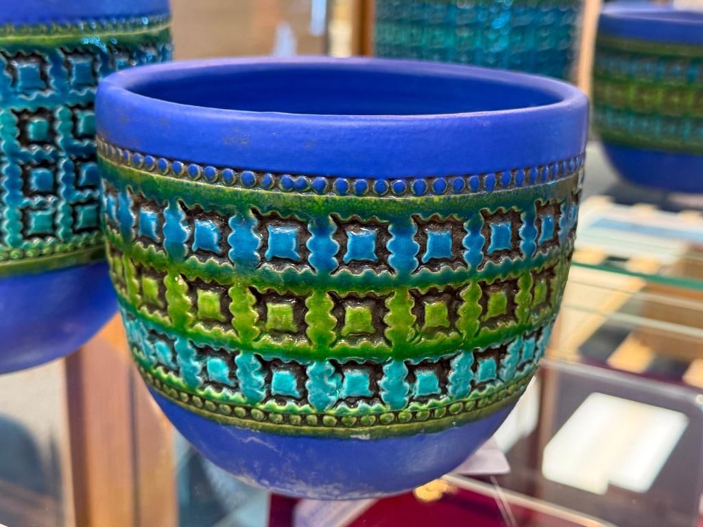 VINTAGE MID-CENTURY MODERN BITOSSI RIMINI BLUE PLANTERS DESIGNED BY ALDO LONDI - 2