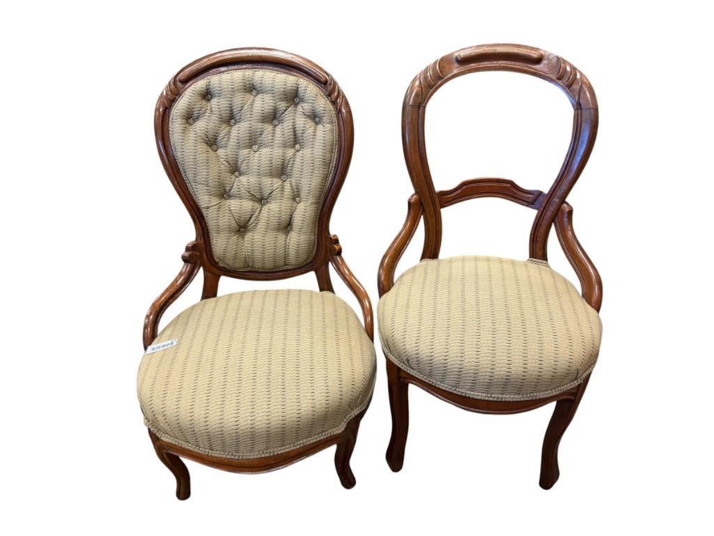 ANTIQUE VICTORIAN MAHOGANY BALLOON BACK CHAIR AND PARLOR / SLIPPER CHAIR (1 of 11)