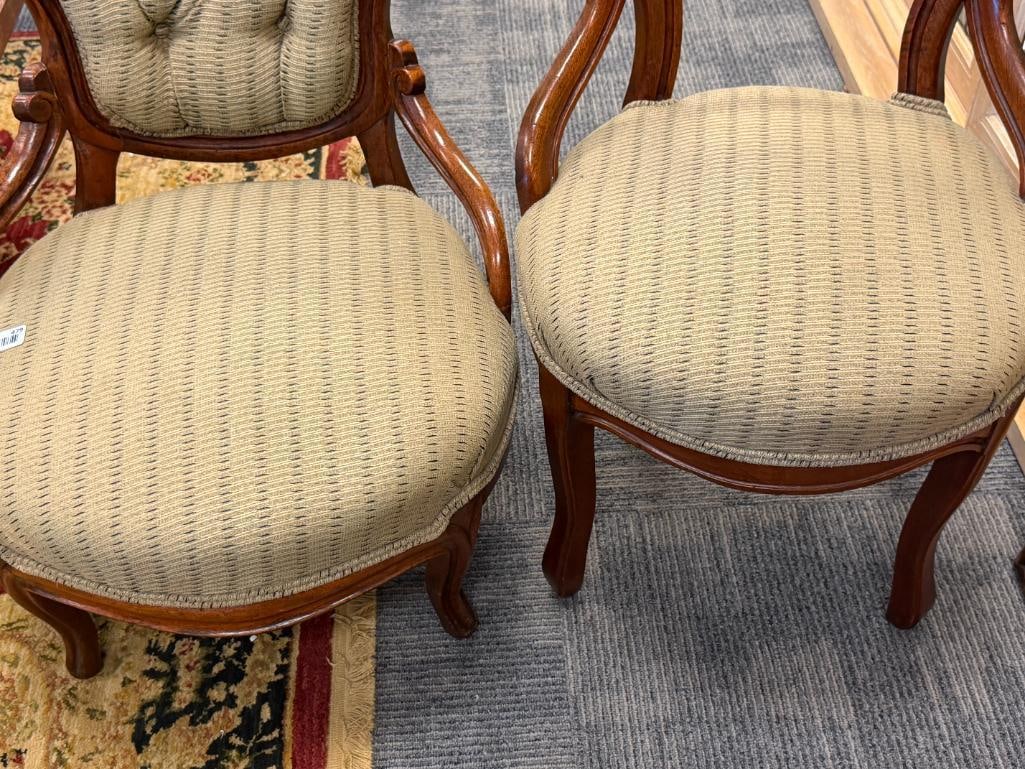 ANTIQUE VICTORIAN MAHOGANY BALLOON BACK CHAIR AND PARLOR / SLIPPER CHAIR - 3