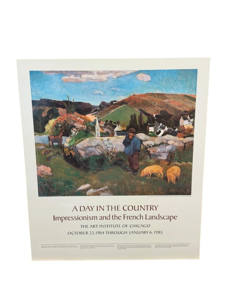 PAUL GAUGUIN THE ART INSTITUTE OF CHICAGO ART FESTIVAL EXHIBITION POSTER ON FOAM BOARD: POSTER IS TITLED THE SWINEHERD, BRITTANY CIRCA 1888, UNFRAMED 24" X 28" 