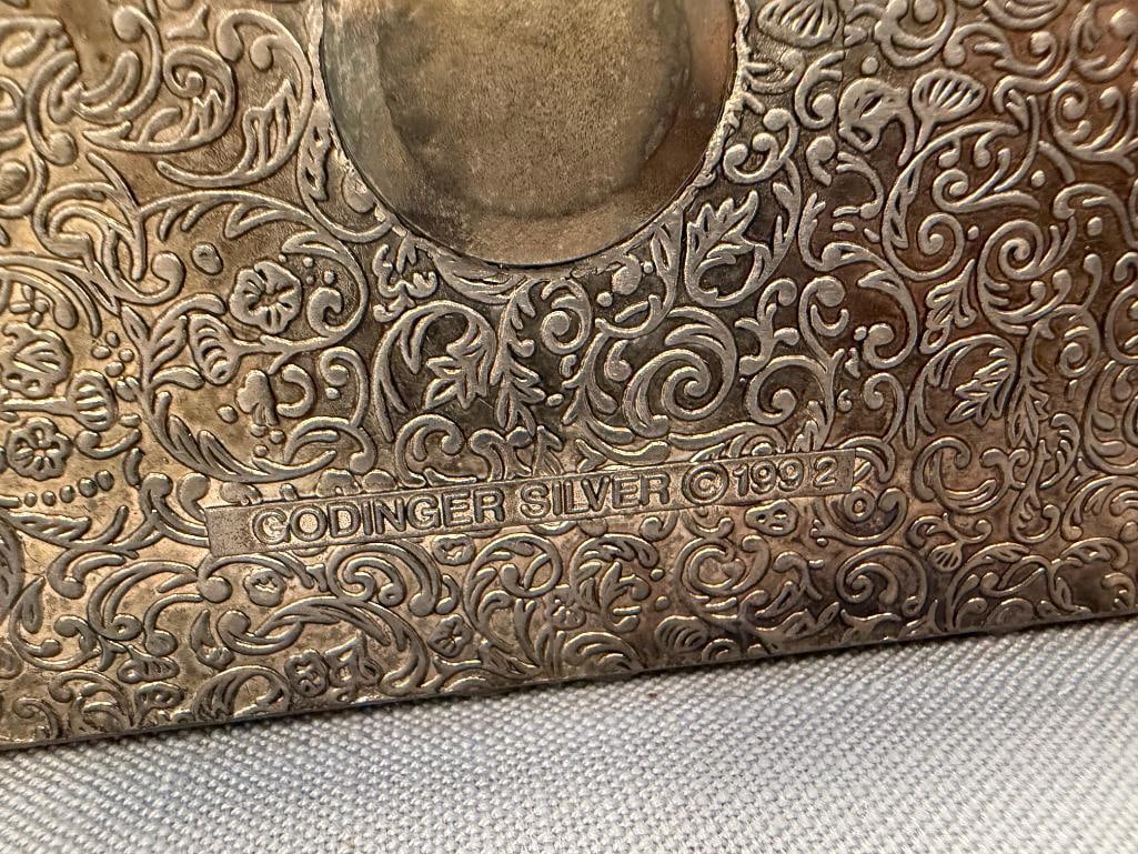 1992 GODINGER SILVERPLATE JEWELRY BOX / CASKET FILIGREE DESIGN - 10