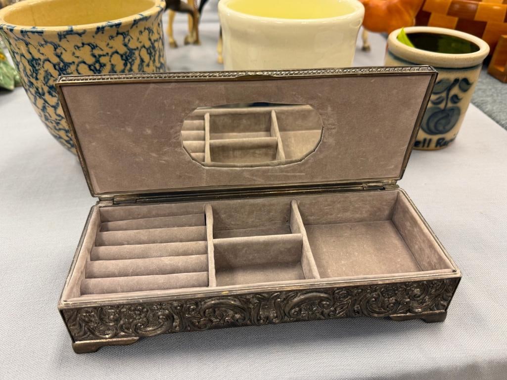 1992 GODINGER SILVERPLATE JEWELRY BOX / CASKET FILIGREE DESIGN - 5