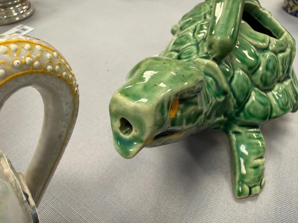 VINTAGE MCCOY TURTLE WATERING PITCHER AND FROG PLANTERS FROM MCCOY, FITZ AND FLOYD AND LEFTON - 13
