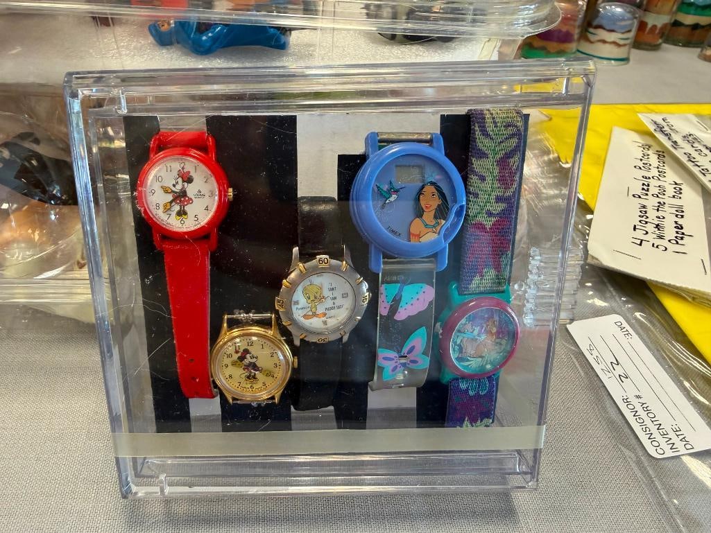 COLLECTION OF CHILDRENS KIDS MEAL TOYS, DISNEY CHARACTER WRISTWATCHES, PUZZLES, ACTION FIGURES - 4