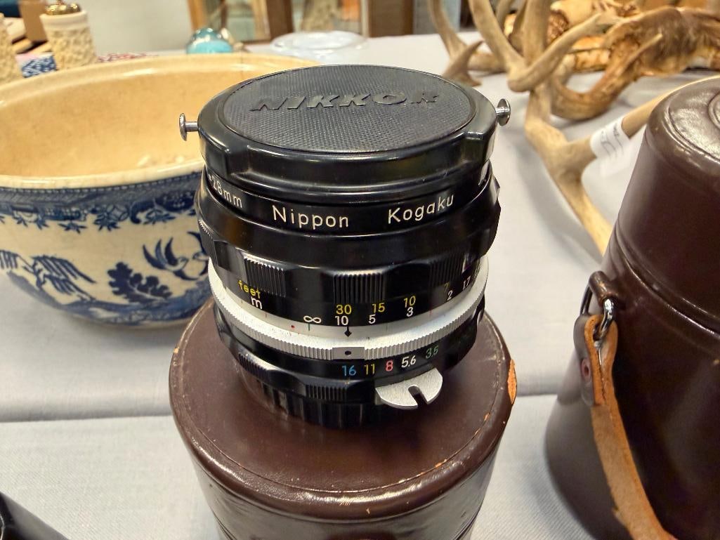 NIKON F 35MM SLR PROFESSIONAL FILM CAMERA INTRODUCED IN 1959 PLUS NIKKOR-H 28MM LENS NO. 631967 - 10