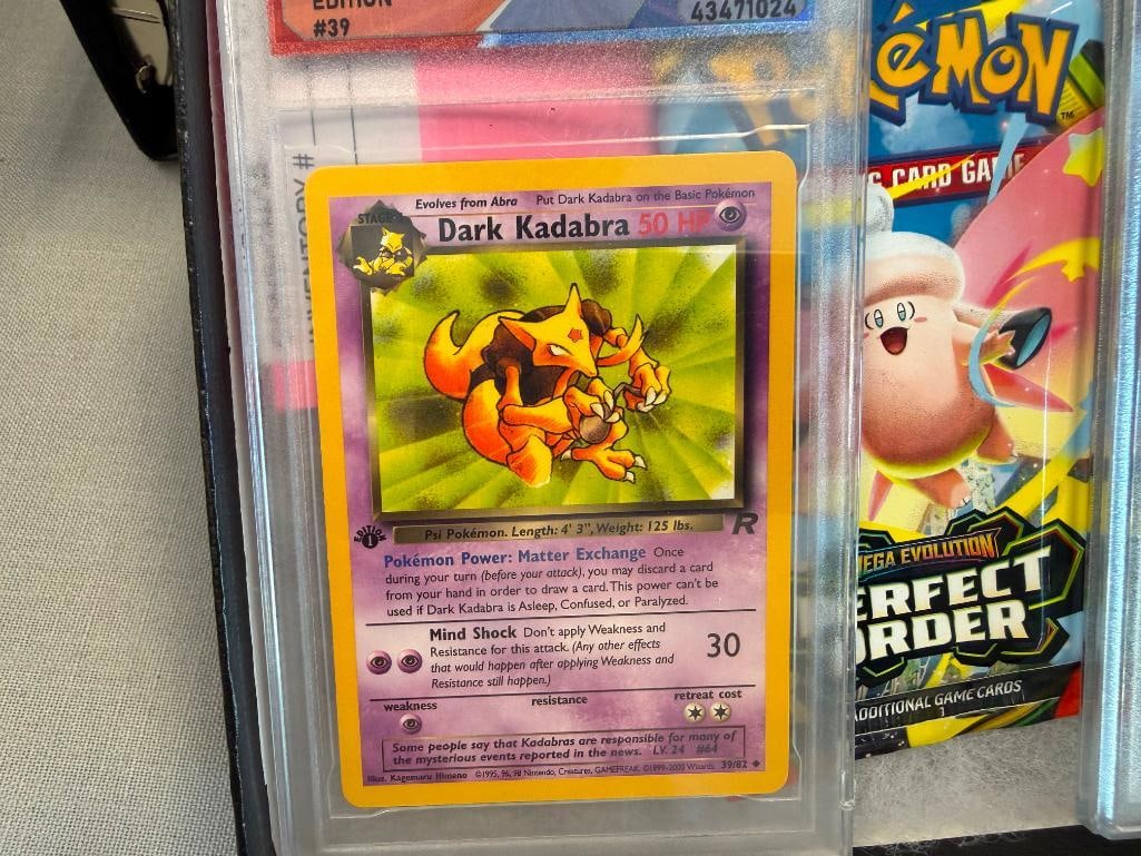 POKEMON DIAMOND SERVICE GRADING 2000 DARK KADABRA AND DARK ELECTRODE 8.5 NM / MINT PLUS SEALED PACK - 6