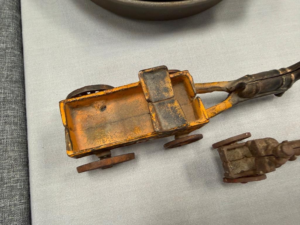 VINTAGE HORSE-DRAWN EXPRESS WAGON LIKELY DENT OR KENTON AND HORSE-DRAWN BUGGY POSSIBLY HUBLEY ARC... - 4
