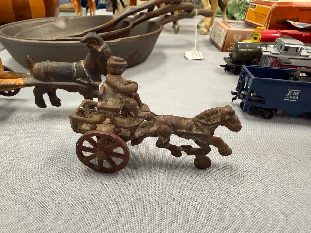 VINTAGE HORSE-DRAWN EXPRESS WAGON LIKELY DENT OR KENTON AND HORSE-DRAWN BUGGY POSSIBLY HUBLEY ARC... - 7