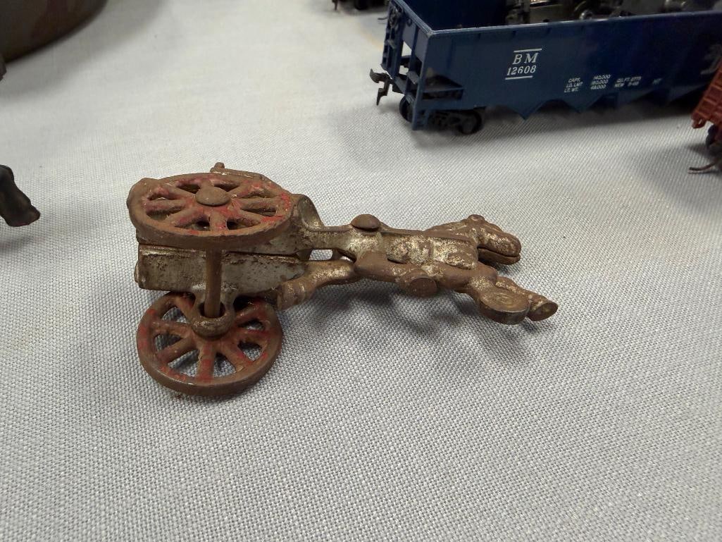 VINTAGE HORSE-DRAWN EXPRESS WAGON LIKELY DENT OR KENTON AND HORSE-DRAWN BUGGY POSSIBLY HUBLEY ARC... - 8