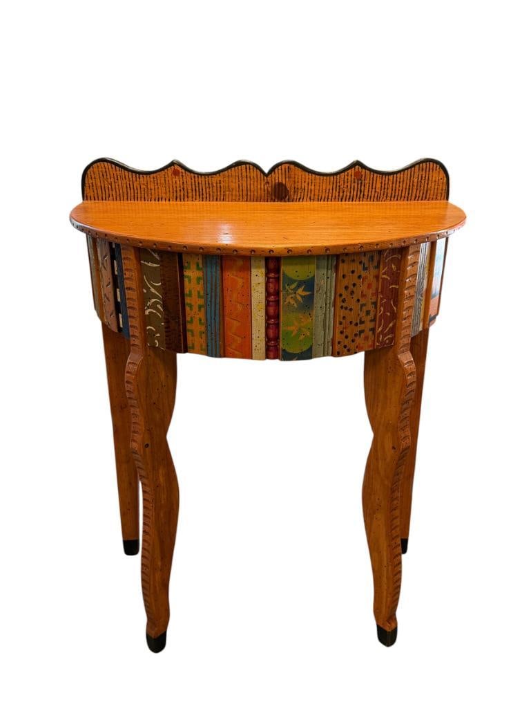 2010 RECYCLED FURNITURE WHIMSICAL STYLED TALL FOYER TABLE WITH MANY DESIGNS SIGNED (1 of 8)
