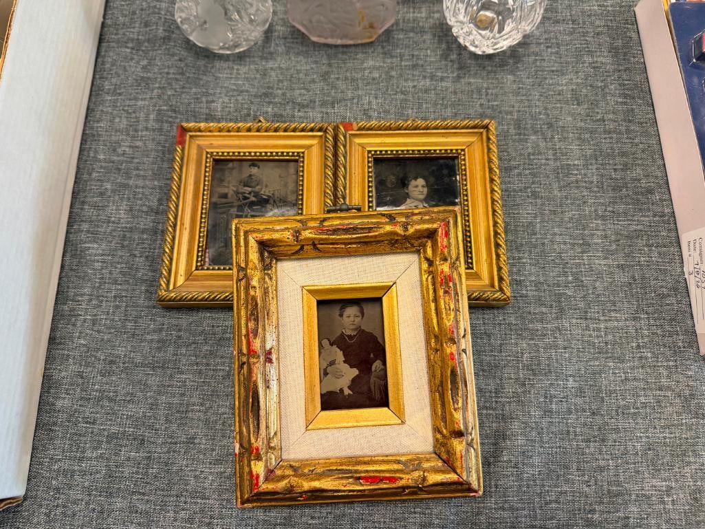 ANTIQUE SEPIA AND BLACK AND WHITE TINTYPE PHOTOGRAPHS IN GILT WOOD FRAMES, TWO ARE MADE IN ITALY - 2