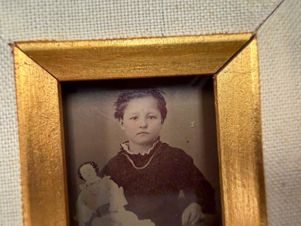 ANTIQUE SEPIA AND BLACK AND WHITE TINTYPE PHOTOGRAPHS IN GILT WOOD FRAMES, TWO ARE MADE IN ITALY - 4