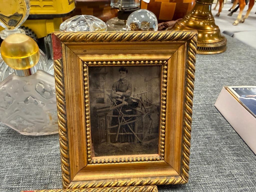 ANTIQUE SEPIA AND BLACK AND WHITE TINTYPE PHOTOGRAPHS IN GILT WOOD FRAMES, TWO ARE MADE IN ITALY - 6