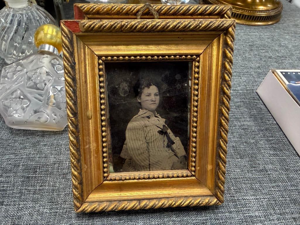 ANTIQUE SEPIA AND BLACK AND WHITE TINTYPE PHOTOGRAPHS IN GILT WOOD FRAMES, TWO ARE MADE IN ITALY - 7