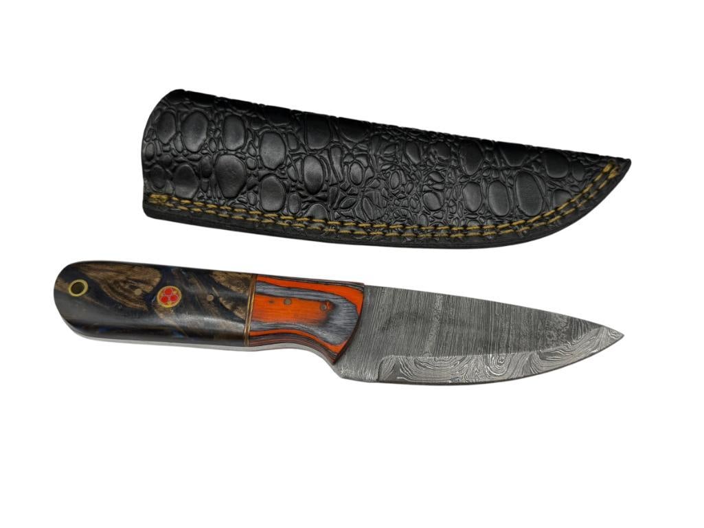 DAMASCUS STEEL FIXED BLADE KNIFE FEATURING DROP POINT FULL TANG BLADE (1 of 7)