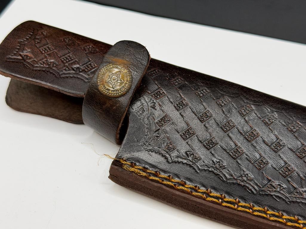 DAMASCUS STEEL FIXED BLADE TRACKER STYLE KNIFE - 7