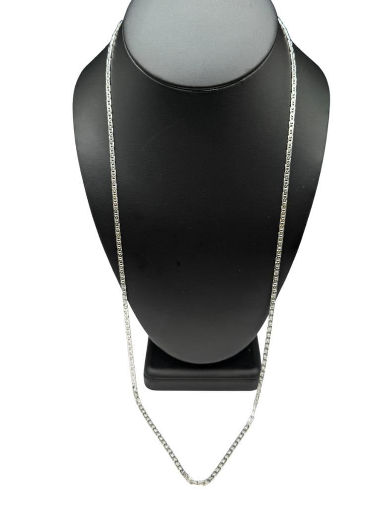 ITALIAN DESIGNER SIGNED STERLING SILVER MARINER LINK CHAIN NECKLACE: 30" X 1/8", 12.93 GRAMS