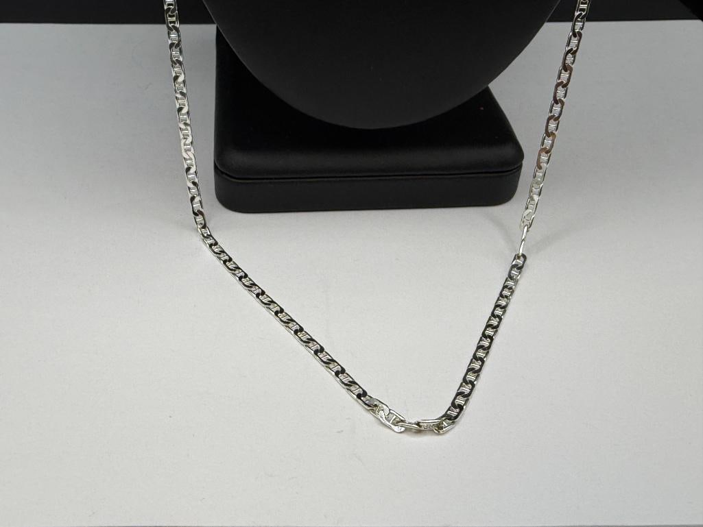 ITALIAN DESIGNER SIGNED STERLING SILVER MARINER LINK CHAIN NECKLACE - 2