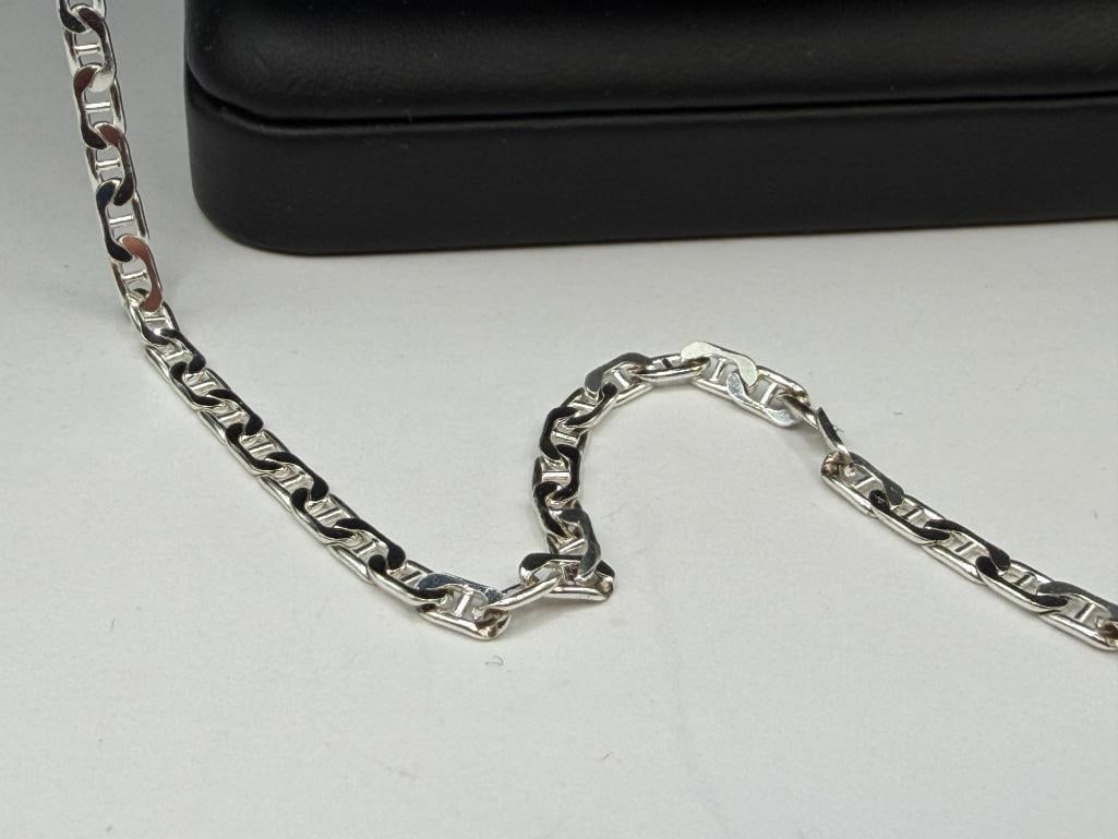 ITALIAN DESIGNER SIGNED STERLING SILVER MARINER LINK CHAIN NECKLACE - 3