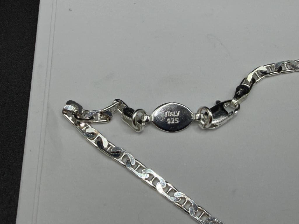 ITALIAN DESIGNER SIGNED STERLING SILVER MARINER LINK CHAIN NECKLACE - 4