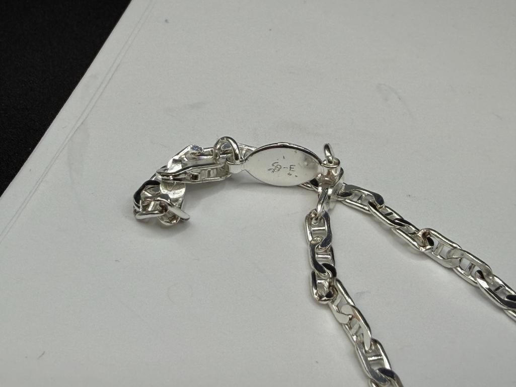 ITALIAN DESIGNER SIGNED STERLING SILVER MARINER LINK CHAIN NECKLACE - 5