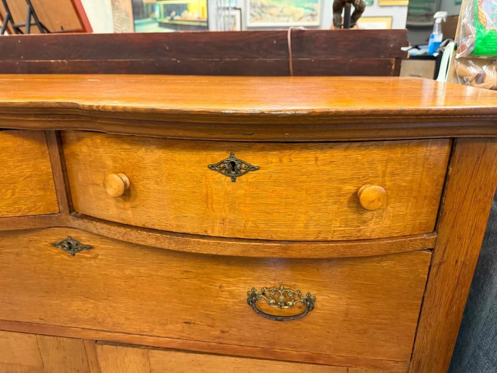 ANTIQUE QUARTER SAWN OAK SIDEBOARD - 5