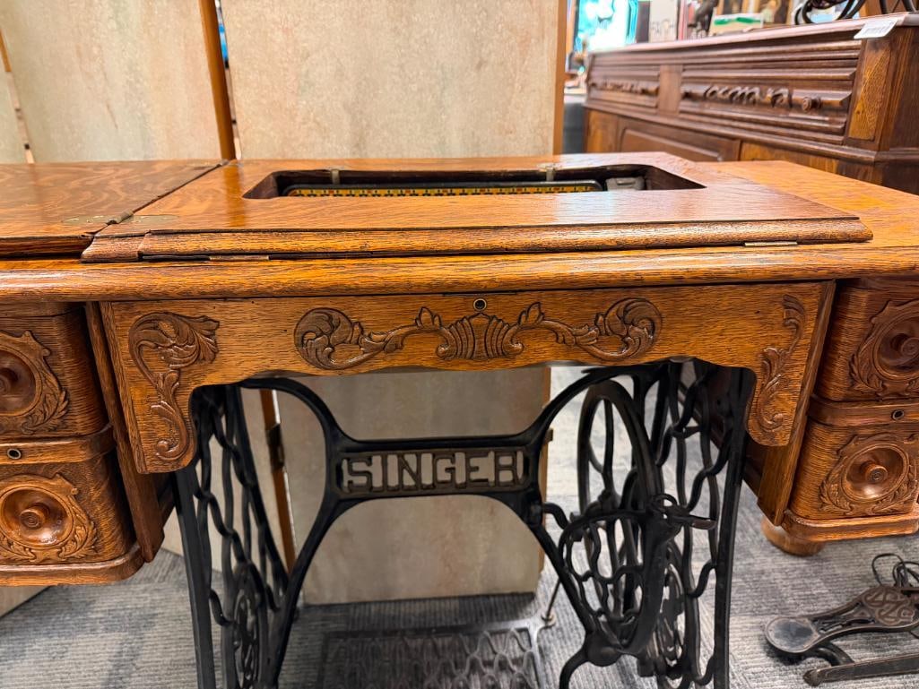 ANTIQUE SINGER TREADLE SEWING MACHINE SERIAL NO. H304508 - 11