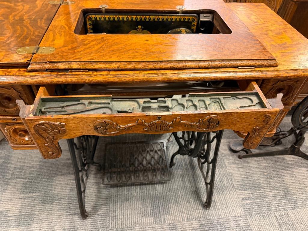 ANTIQUE SINGER TREADLE SEWING MACHINE SERIAL NO. H304508 - 13