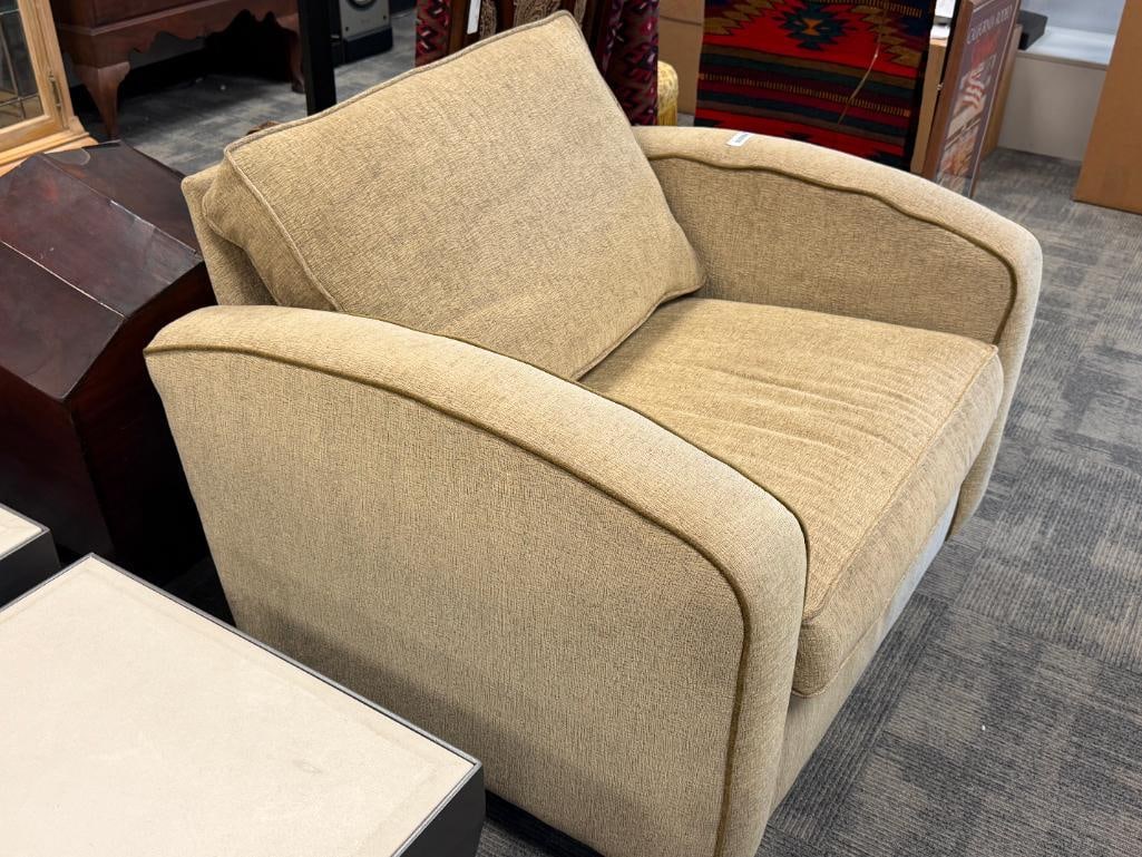 HIATT FURNITURE OLIVE GREEN UPHOLSTERED OVESIZE ARMCHAIR - 4