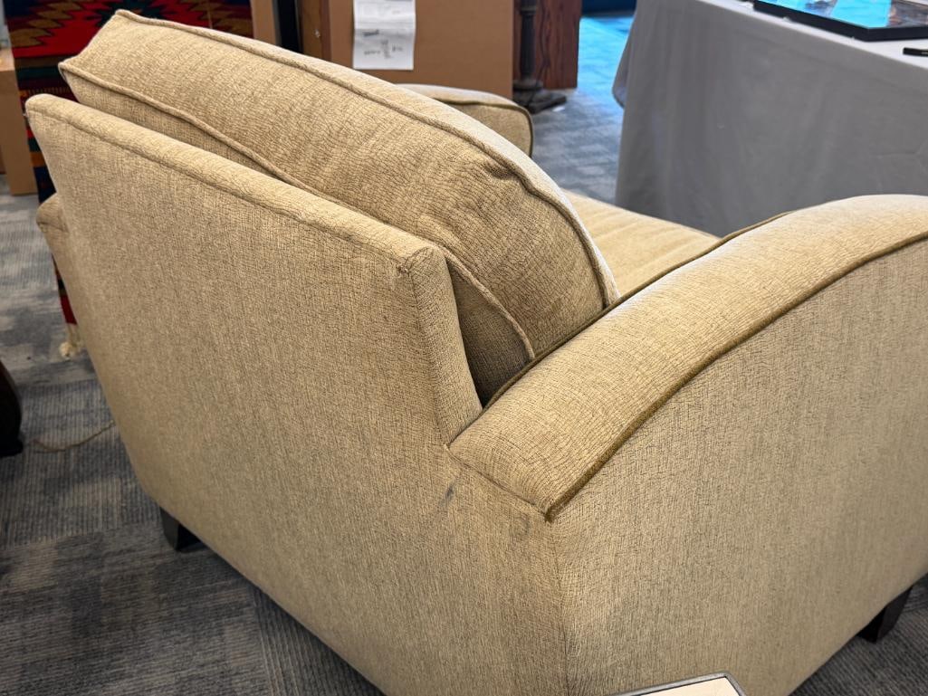 HIATT FURNITURE OLIVE GREEN UPHOLSTERED OVESIZE ARMCHAIR - 7