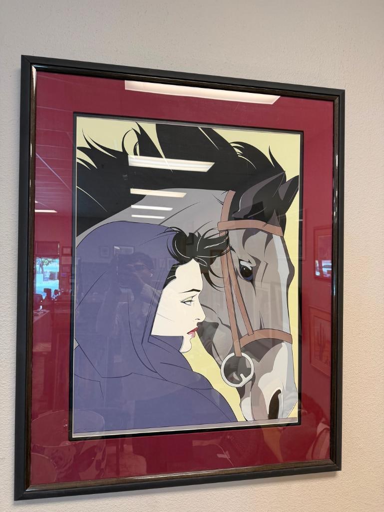 ROBERT NAGEL ART DECO STYLIZED LARGE PRINT TITLED UNTITLED #113 OF A WOMAN AND HORSE - 3
