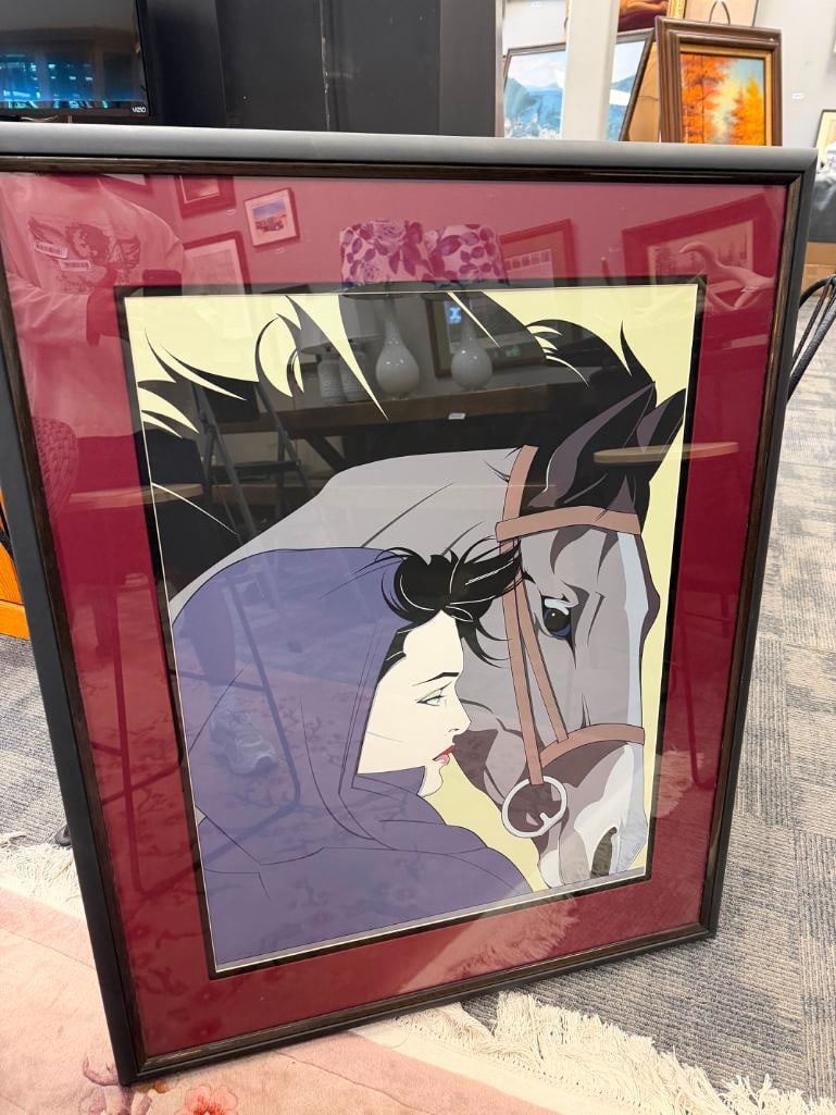 ROBERT NAGEL ART DECO STYLIZED LARGE PRINT TITLED UNTITLED #113 OF A WOMAN AND HORSE - 4