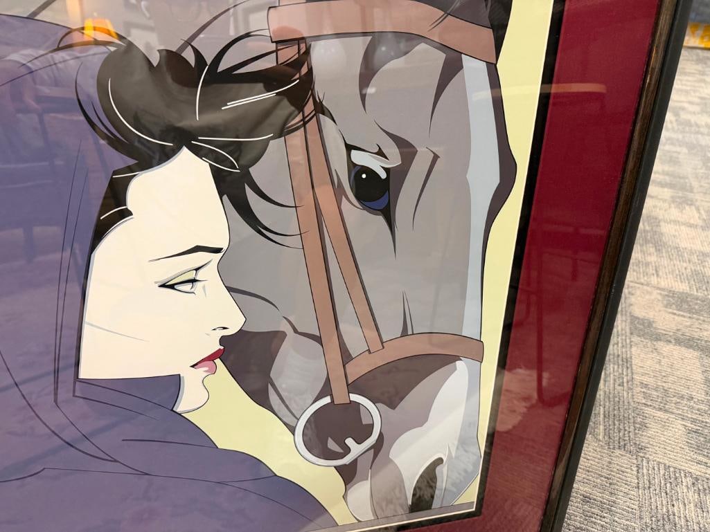 ROBERT NAGEL ART DECO STYLIZED LARGE PRINT TITLED UNTITLED #113 OF A WOMAN AND HORSE - 8