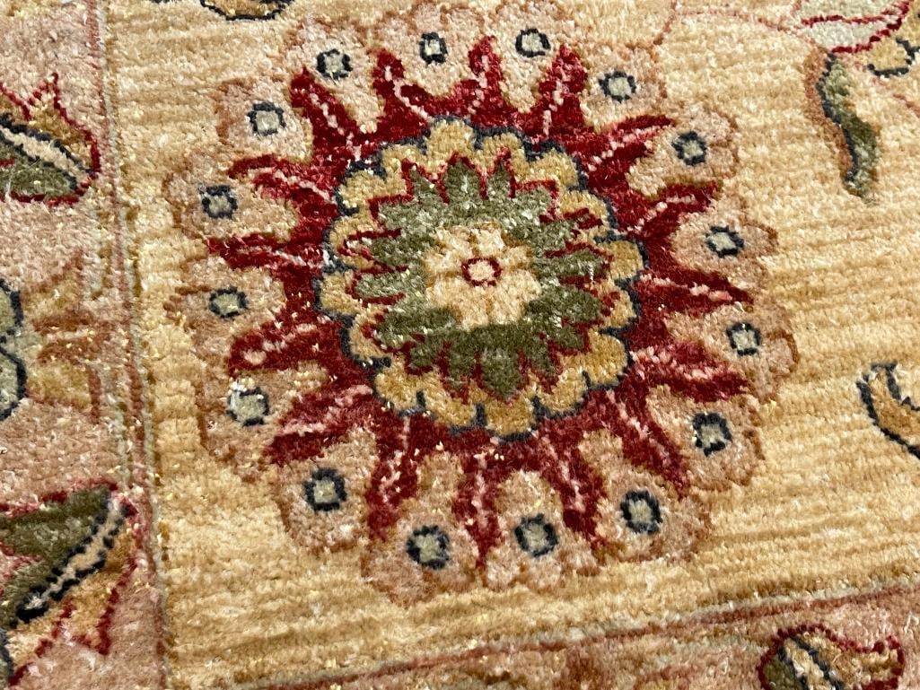 LARGE HAND WOVEN WOOL PILE AREA RUG TRADITIONAL DESIGN IN BROWN TONES - 6