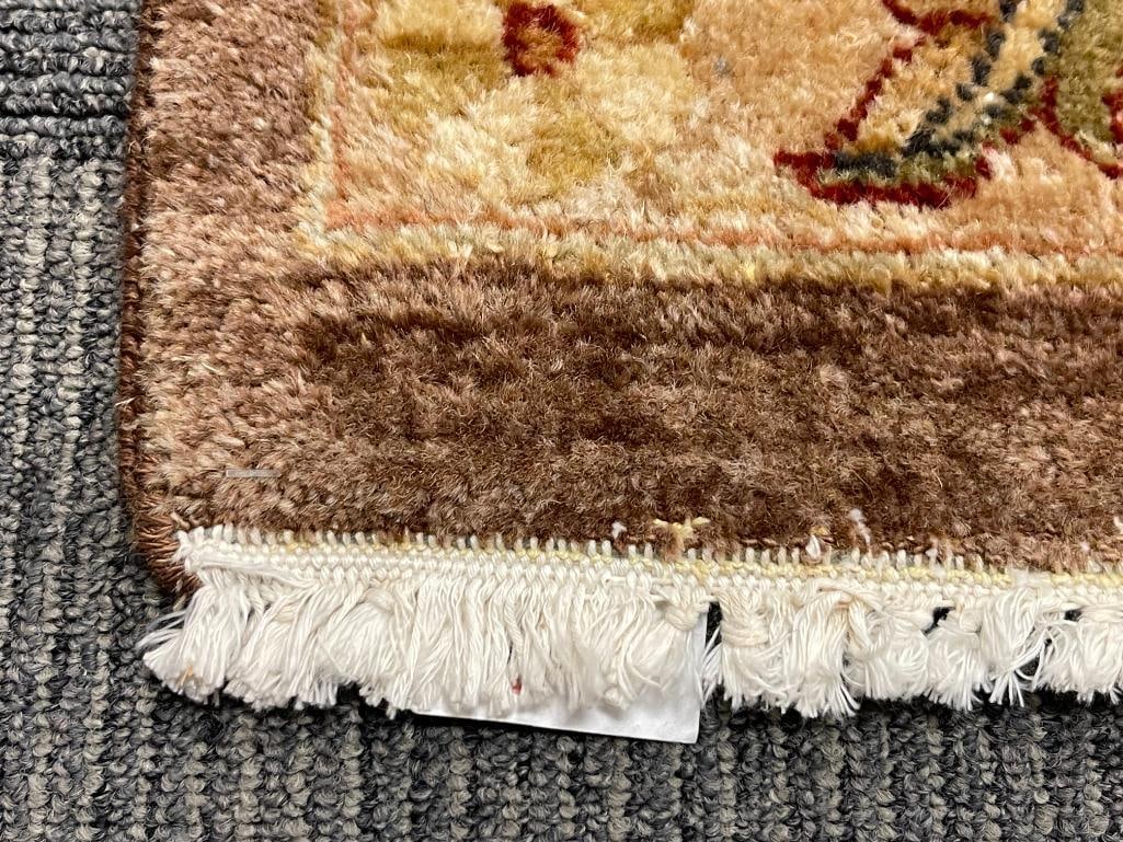 LARGE HAND WOVEN WOOL PILE AREA RUG TRADITIONAL DESIGN IN BROWN TONES - 7