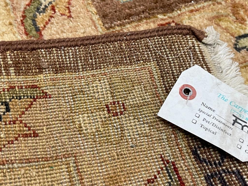 LARGE HAND WOVEN WOOL PILE AREA RUG TRADITIONAL DESIGN IN BROWN TONES - 9