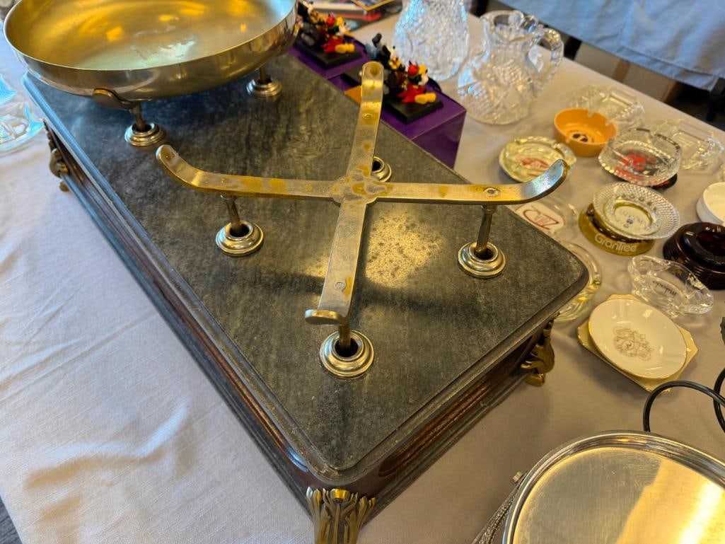 EARLY 20TH CENTURY INDUSTRIAL BALANCE SCALE F. DOMINGO ARCIELLO ARGENTINA NO 2041 MARBLE AND BRASS - 13
