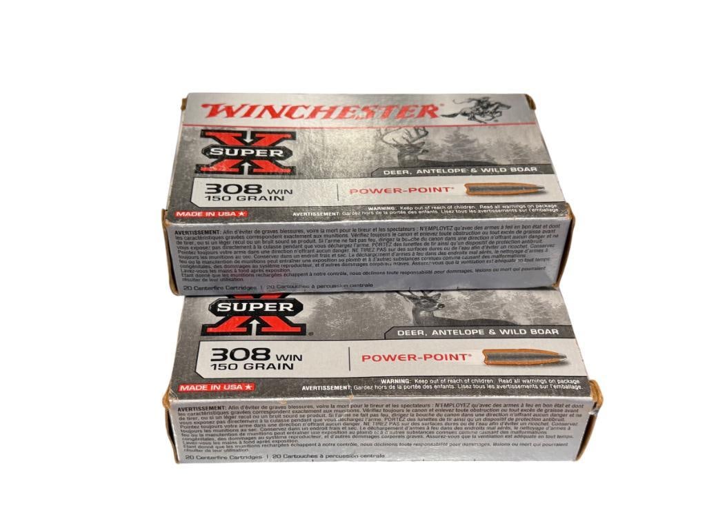 60 ROUNDS OF WINCHESTER SUPER X 308 WIN 150 GR AMMUNITION: DEER, ANTELOPE, & WILD BOAR