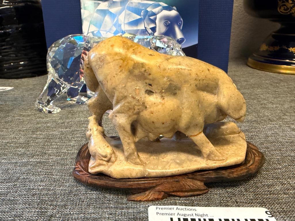 VINTAGE CHINESE CARVED HARDSTONE FIGURE OF A PIG WITH PIGLETS - 5